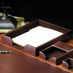 Dacasso Dark Brown Bonded Leather Luxury Letter Tray Holder - Paper Organizer for Desktop Office Essentials & Executive Desk Decor