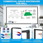 H-Qprobd 96"x48" White Board for Wall Commercial-Grade Large Magnetic Dry Erase Board with with All Kits, 4'x8' Presentation Whiteboard for Office, Gov't, Classroom & Conference Rooms, Home