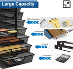 Natwind Mesh file organizer 10 drawers, Office Supplies Desktop Organizers and Accessories Stationery Storage, Paper Letter Tray, File Binder Organizer for Home Office School,Black