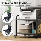 Large Printer Stand Table 23.6 x18.9 x 30 Inches with Height Adjustable Storage Shelf, 3 Tier Rolling Printer Cart with Wheels for Home Office, Gray