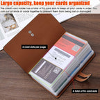 RFID Credit Card Holder, Leather Business Card Organizer with 96 Card Slots, Credit Card Protector for Managing Your Different Cards and Important Documents to Prevent Loss or Damage (Black)