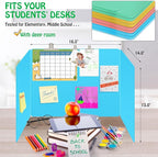 24 Pack Desk Privacy Panel Desk Divider - Pastel Colorful Testing Dividers for Classroom Supplies- Easy Clean Privacy Shields for Student Testing Desk dividers- Includes Extra Labels