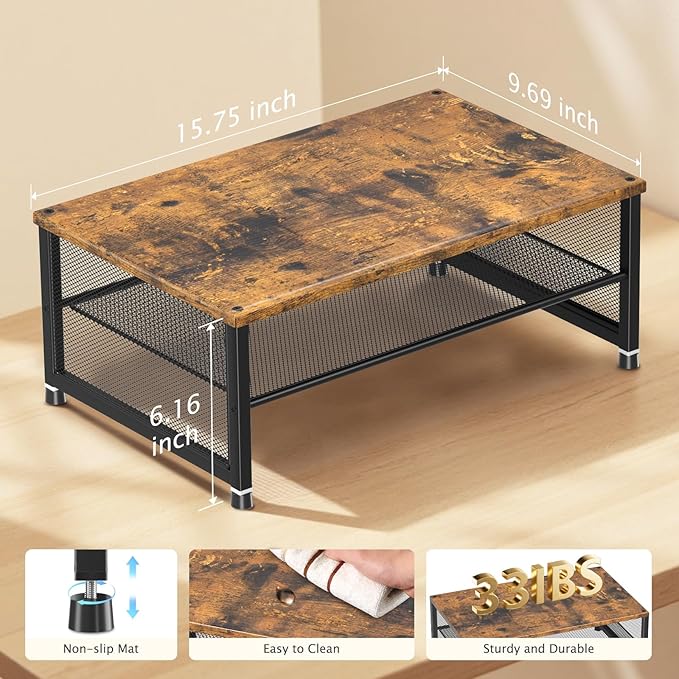 Computer Monitor Stand Riser, Desk Organizers and Accessories, Printer & Laptop Stand, Office Desk Accessories & Desktop Workspace Organizers for Office Supplies (Brown)