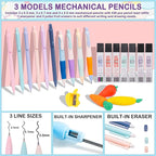 78PCS Mechanical Pencil Set 0.5, 0.7mm, 2.0mm Aesthetic School Supplies With Cute Pencil Case Pouch, 436PCS Lead Refills, 16 Gel Pens, 12 NO Bleed Highlighters