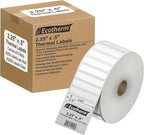 2.25" x .5" Thermal Labels | 6 Rolls | 25200 Labels | fits Zebra, Munbyn, Rollo, Godex, Arkscan, iDPRT, Offnova Thermal Label Printers and More | Blank White Adhesive Stickers by Ecotherm