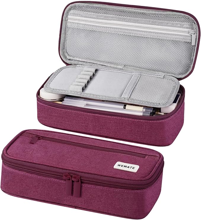 WEMATE Pencil Case, Large Storage Organizer for Stationery, Back - to - School Essential, Teacher Must - have, Big Pencil Pouch, Marker Case School Supplies for College & High School