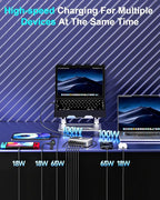 440W Fast USB C GAN Charger Block 8 Port Charging Station HUB Brick Dual PD PPS 100W Wall Charger Compatible with MacBook Pro/Air/All iPad iPhone 16/15/14/13/Pro Max