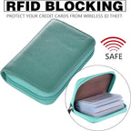 Easyoulife Genuine Leather Credit Card Holder Zipper Wallet With 26 Card Slots