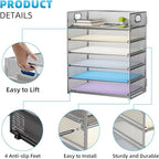 Marbrasse Paper Letter Tray - 6 Tier Mesh File Organizer with Handle, Paper Sorter for Letter/A4 Office File Folder Holder - Silver
