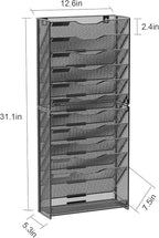 samstar 12 Tier Wall File Organizer, Hanging Wall Mount File Holder Paper Folder Mail Organizer, Mesh Metal, Black.