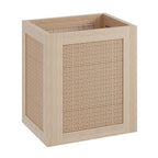 Retro Office Trash Can, Iron and Wood Combination Bedroom Garbage Can, Rectangular Design Wastebasket with Handle, Industrial Style Trash Can for Home Office, 4.5 Gallon (Natural Color)