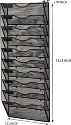 EASEPRES 10 Pocket Mesh Hanging Wall File Organizer, Wall Mounted Mail Paper Document Folder Holder, Clipboard Storage Organization Magazine Rack with Nametag Label for Office Home School, Black