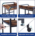 22 x 18 Inch Large Printer Stand, Mobile Printer Table with Wheels for Home Office Storage and Organization, PC Tower Stand, Host Computer Cart, Shelf for Desktop CPU Shredder - Rustic Brown