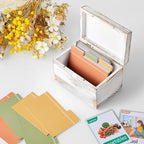 DRASTAR Index Card Holder, Index Card Organizer 3x5, Index Card Holder with Dividers, Index Card Holder for Desk, Index Card Storage Case, Note Card Box, Retro White