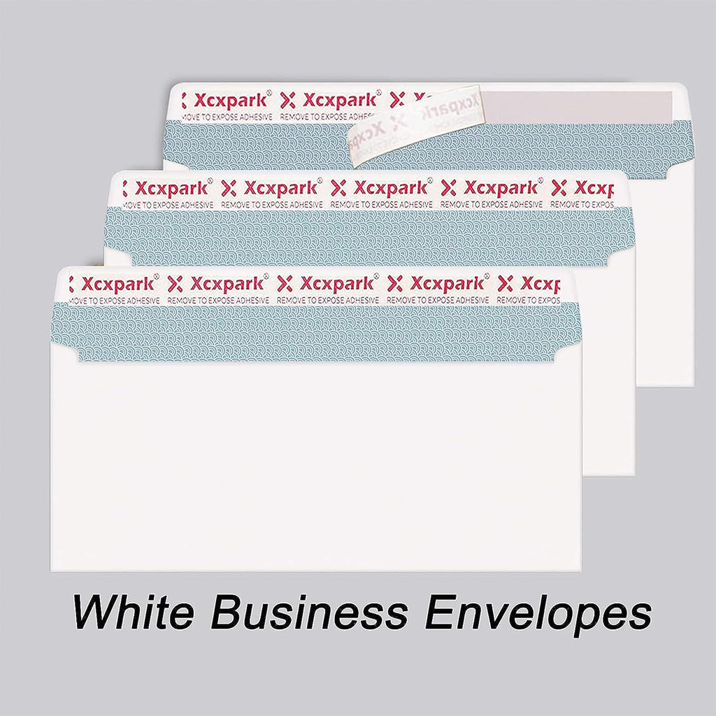 250 PCS #10 White Self Seal Kraft 4-1/8 x 9-1/2 inches Security Envelopes, Windowless Invisible Envelopes Super Strong Quick Seal Envelopes Security Tint Pattern Secure