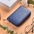 Easyoulife Genuine Leather Credit Card Holder Zipper Wallet With 26 Card Slots