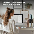 KIRIGEN Wooden Desk Mail Organizer 5 Slots File Paper Holder Desktop Wood Document Letter Holder Organizer for Home Office Dark Brown (5KWJJ-DBR)