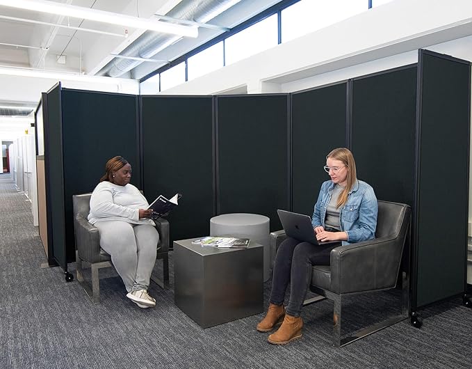 Versare Room Divider 360 Portable Wall Partition | Folding Panels | Large Freestanding Divider | Locking Wheels | Temporary Room Separator