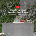 Keter Marvel Plus 71 Gallon Resin Deck Box-Organization and Storage for Patio Furniture Outdoor Cushions, Throw Pillows, Garden Tools and Pool Floats, Light Grey