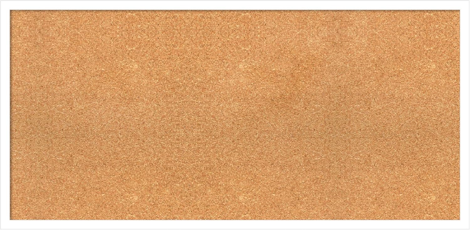 Amanti Art Natural Cork Board for Wall, 19x39 Vision Board with White Frame, Large Corkboard Office Decor for Home Organization, Modern Corkboard Pinboard to Display Items for Home Organization in