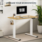FLEXISPOT EN1 Whole-Piece Standing Desk 40 x 24 Inches Electric Height Adjustable Desk for Home Office (White Frame + Maple Top)