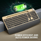 Ergonomic Wireless Keyboard and Mouse with Wrist Rest，Phone Holder - 2.4GHz Full-Sized Low-Profile Quiet Gold Wireless Mouse and Keyboard Combo for Computer, Laptop, PC, Mac-Gold
