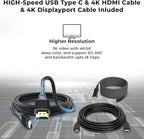 Dell D6000S Universal Dock Bundle with 130W Power Adapter – USB-C, Dual DisplayPort with 4K HDMI Cable + 4K DisplayPort Cable + USB-C Cable + Microfiber Cloth - Supports 4K Display (Renewed)