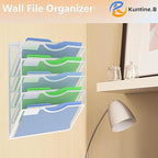 Kuntine.B Wall File Organizer Office Hanging Magazine Holder Wall File Organizer for Office Home (White, 5 Tier)