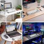 FOPETT Wireless Keyboard and Mouse Cute Mouse and Keyboard 2.4G Wireless Keyboards with Colorful 68 Keys Typewriter Retro Round Keycap for PC, Laptop,Tablet,Computer Windows - Grey Colorful