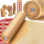Honeycomb Packing Paper, MINHAO 15"x165' Eco Friendly Packing Paper for Moving Recyclable Honeycomb Paper Moving Supplies Bubble Paper Wrapping Protective Roll, With 36 Fragile Sticker Labels