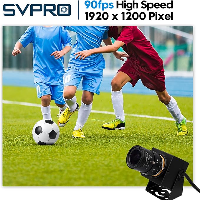 SVPRO Global Shutter USB Camera - 1200P 90FPS High Speed with 2.8-12mm Zoom Lens, Manual Focus Close-up Webcam for Golf Swing, Industrial Camera - USB Plug and Play