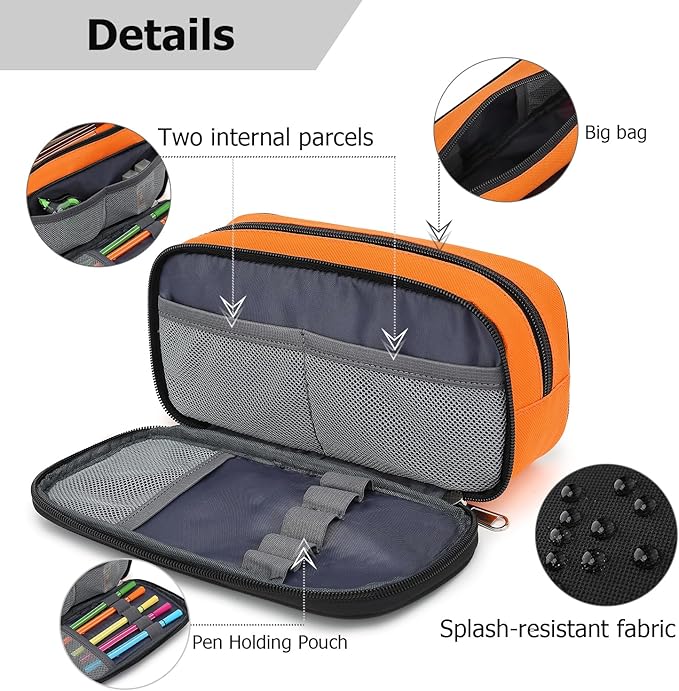 Large Capacity Pencil Case Multi-Slot Pencil Pouch Durable Pencil Box Portable Office Pen Bag with Zipper