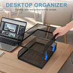 Stackable Paper Tray Organizer, Metal Mesh Wire Letter Tray, Letter Trays Organizers, Front-Load Paper Holder Storage for Office, School, Home,2 Pcs