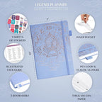 Legend Planner PRO – Deluxe Weekly & Monthly Life Planner to Increase Productivity and Hit Your Goals. Time Management Organizer Notebook – Undated – 7 x 10" Hardcover + Stickers – Periwinkle