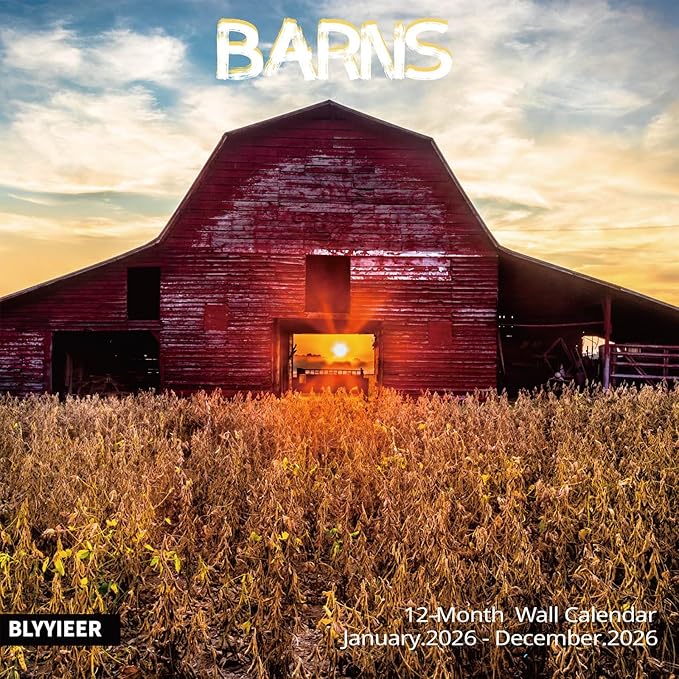 2026 Wall Calendar Barns | 12 Monthly Hangable Barns Calendars | 12" x 24" (Open) | Thick & Sturdy Paper for Organizing & Planning | Home and Office