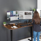 VIVO Electric 63 x 32 in Rustic Standing Desk, Memory Height Adjustment, 1B Series, Vintage Brown Top Black Frame, DESK-KIT-1B1N