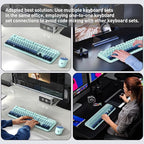 Wireless Keyboard and Mouse Set, 104 Round Keys Full-Size Cute Colorful Keyboard and Mouse with Retro Typewriter for PC/Mac/Laptop/Tablet/Computer/Windows Blue