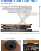 Rocelco 40" Large Height Adjustable Standing Desk Converter with Dual Monitor Stand BUNDLE - Quick Sit Stand Up Computer Workstation Riser - Retractable Keyboard Tray - Teak (R DADRT-40-DMS)