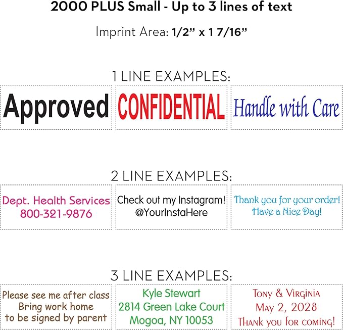 COLOP Small Size Self Inking Custom Text Stamp - Choose from Many Fonts & 15 Ink Colors