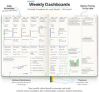 Roterunner Purpose Planner Notebook B5 7.5”x9.8” Undated 2025 Daily Weekly and Monthly Productivity Goal Setting Tool for Work Home ADHD for Adults Self Care Journal