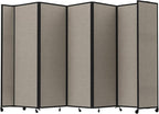 Versare Room Divider 360 Portable Wall Partition | Folding Panels | Large Freestanding Divider | Locking Wheels | Temporary Room Separator | 14' x 7'6'', Warm Pebble