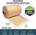 HexcelWrap Honeycomb Packing Paper - Eco-Friendly, Sustainable Paper Bubble Wrap for Shipping and Moving, Cushioned Packing Material. No Tape Needed - Natural, 12" x 1400'