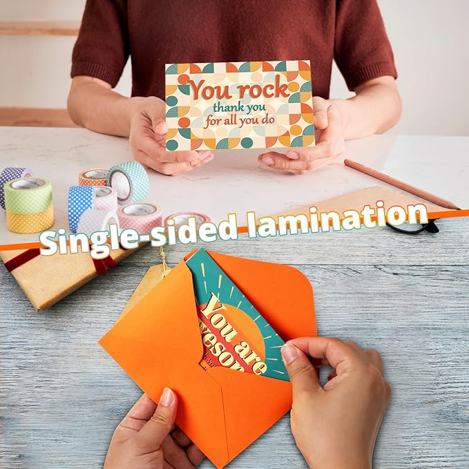 24 Pack Employee Appreciation Gifts Employee Thank you Cards with Envelopes & Stickers 4" x 6" Thank You Business Cards Staff Appreciation Gifts for Team Coworkers Employee Work Anniversary, 6 Designs