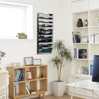 EASEPRES 10 Pocket Mesh Hanging Wall File Organizer, Wall Mounted Mail Paper Document Folder Holder, Clipboard Storage Organization Magazine Rack with Nametag Label for Office Home School, Black