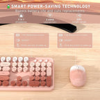 Wireless Keyboard and Mouse, Full-Size Retro Typewriter Keyboard with Round Keycaps, 2.4GHz for Windows, Mac, Laptop, PC, Desktop (Peach Gradient)