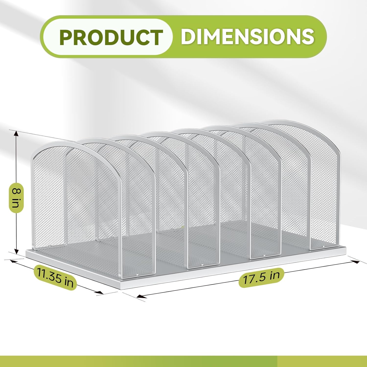 Desk File Organizer Vertical 7 Sections Mesh File Sorter Paper Storage Organizer for Desk, Office Organization File Holder Rack, Silver