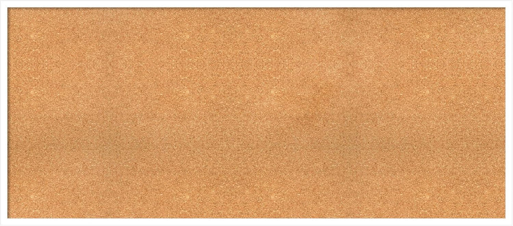 Amanti Art Natural Cork Board for Wall, 25x57 Vision Board with White Frame, Oversize Corkboard Office Decor for Home Organization, Modern Corkboard Pinboard to Display Items for Home Organization in