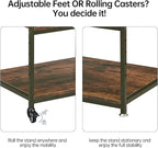 Large Printer Stand with Adjustable Storage Shelf, 3 Tier Printer Cart with Wheels for Home Office Organization, Rolling Table Stand for Heat Press Mini Fridge, Industrial Style