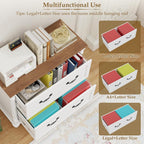 Lateral File Cabinet 2 Drawers Farmhouse File Cabinet Set of 2 for Letter/A4/Legal Size Hanging Files, Large Rustic White Storage Cabinets Printer Stand with 4 Solid Wood Feet &Column Decor for Office