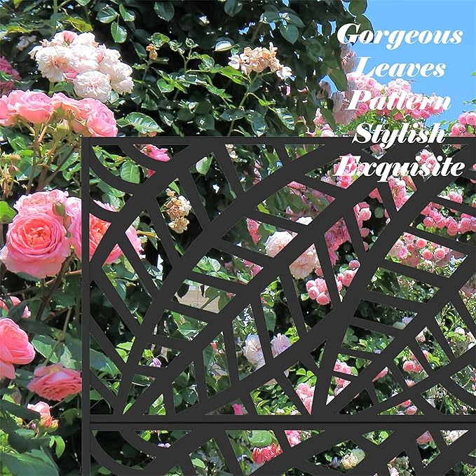 NicBex Room Divider 1 Panel Room Dividers with Leaf Pattern Design Partition Room Dividers and Metal Privacy Screens Wall Divider for Outdoor, Room Separation,48.31" W x 15.75" D x 70.75" H, Black